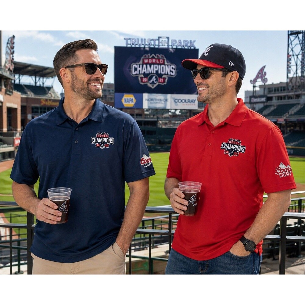 Atlanta Braves 2021 World Series Champions Coors Light Polo Shirts XL Set of 2